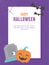 Happy halloween, banner celebration tombstone pumpkin spooky eye bats and cobweb