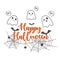 Happy Halloween banner design template. Cute cartoon spooky