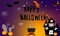 Happy Halloween banner or party invitation background with clouds
