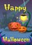 Happy Halloween Banner Pumpkin Scary Face