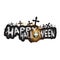 Happy Halloween Banner Template - Graveyard with Tombstones and Spooky Face, Zombie Creature