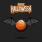 Happy Halloween. Basketball ball with horns and wings