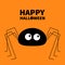 Happy Halloween. Black spider silhouette. Long paws. Funny insect. Big eyes. Cute cartoon kawaii baby character. Flat material