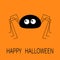 Happy Halloween. Black spider silhouette. Long paws. Funny insect. Big eyes. Cute cartoon kawaii baby character. Flat material