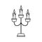 Happy halloween, candles in chandelier trick or treat celebration line icon style