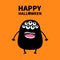 Happy Halloween card. Black monster silhouette. Cute cartoon scary funny character. Baby collection. Many eyes, fang tooth, tongue