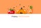 Happy Halloween card, cute pumpkin, tomato and carrot emotion, vegetable harvest season, celebration party invitation card