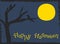 Happy Halloween Card Design, Crows Silhouette Cartoon Vector