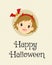 Happy Halloween Card Design, Cute Red Devil Cartoon Vector