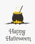 Happy Halloween Card Design, Witch Cauldron Cartoon Vector