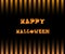 Happy halloween card with text on black and yellow gradation striped pattern background, greeting card, banner, poster.