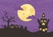 Happy halloween, castle cemetery pumpkins dry tree night moon trick or treat party celebration