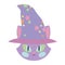 Happy halloween celebration purple cat head with hat