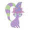 Happy halloween celebration purple cat sitting with hat