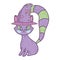 Happy halloween celebration purple cat sitting with hat