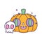 Happy halloween celebration scary skull and pumpkin cartoon