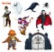 Happy Halloween. Characters and objects 3d vector set