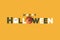 Happy Halloween Composition Text, Ghost Icon and Pumpkin Over Orange Background