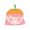 Happy halloween, cute girl pumpkin face costume isolated design icon