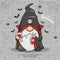 Happy Halloween With Cute Gnome Vampire, Funny Dracula Character On Seamless Background, Cute Cartoon Illustration