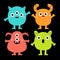 Happy Halloween. Cute monster set. Cartoon kawaii boo baby character. Colorful monsters with different emotions. Hands, legs.