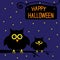 Happy Halloween cute owls card. Starry night.