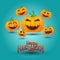 Happy Halloween. Cute pumpkin on turquoise light background