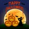 Happy Halloween Day , Bat and spider on text , Cute pumpkin smile spooky scary but cute and black cat party under moon ,