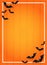 Happy Halloween . Design with paper art bats on orange wood background