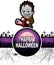 Happy Halloween Design template with killer with mask.