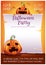 Happy Halloween editable poster with angry and scared pumpkins with parchment on orange background with bats. Happy