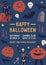 Happy halloween flat poster vector template. Holiday party, entertainment event invitation card. Zombie club advertising