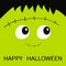 Happy Halloween. Frankenstein Zombie monster square face icon. Cute cartoon funny spooky baby character. Green head. Greeting card