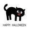 Happy Halloween. Frightened cat arch back. Screaming kitten. Hair fur stands on end. Eyes, fangs, moustaches whisker. Cute funny c