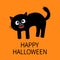 Happy Halloween. Frightened cat arch back. Screaming kitten. Hair fur stands on end. Eyes, fangs, moustaches whisker. Cute funny c