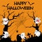 Happy Halloween with funny ghosts spirit flying