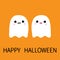 Happy Halloween. Ghost spirit family couple with lips, mustaches. Scary white ghosts family. Cute cartoon character. Boo spooky fa