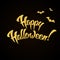 Happy Halloween gold glitter hand lettering on