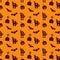 Happy halloween graveyards and houted houses with pumpkins pattern