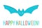 Happy Halloween greeting card with bat silhouette