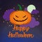 Happy Halloween greeting card with Jack-o-lantern ans text