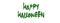 Happy Halloween greeting illustration. Green glitter glue calligraphy isolated on white background