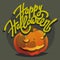 Happy halloween hand drawn lettering postcards with pumpkin