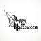 Happy Halloween handmade inscription sign in witch hat