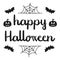 Happy halloween handwritten greeting black on white background