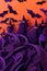 Happy Halloween holiday spooky scary background scene with bats.