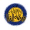 happy halloween illustrated text logo or emblem.