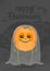 Happy halloween illustration interesting character in the form of a ghost pumpkin