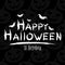 Happy Halloween inscription. Grunge brush. Flying bats and a spider on a web. Text banner. Pattern of Halloween Pumpkins. Terrible