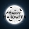 Happy Halloween. The inscription in the style of grunge. Full moon. Flying bats and a spider on a web. Terrible night. Vector illu